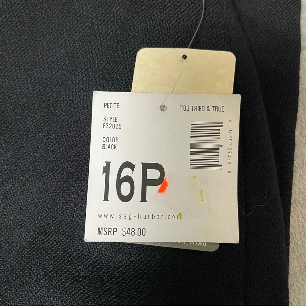 NWT Sag Harbor Vintage Black 100% Wool Midi Skirt - Size 16P